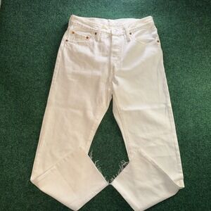 Levi's 501 Jeans Women's Size 28x32 White Raw Hem Ankle Jeans